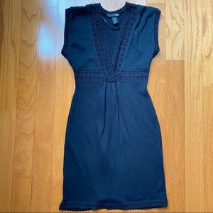 Black sleeveless dress with crochet trim